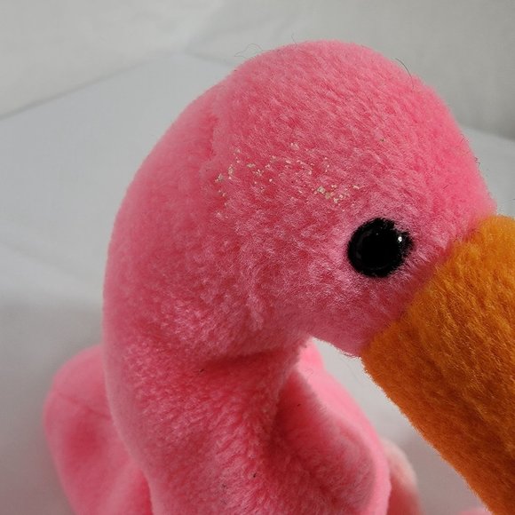 Vintage 1995 TY Beanie Babies Pinky the Pink Flamingo Plush Stuffed Animal - Picture 6 of 6
